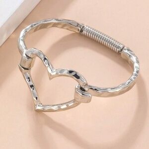 Silver Heart Bracelet- Bangle style